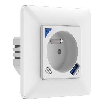 Immax NEO 07800L - Regleta inteligente 16A/230V + 1xUSB-A+1xUSB C Wi-Fi Tuya