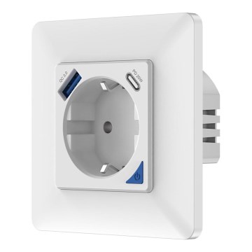 Immax NEO 07801L - Regleta inteligente 16A/230V + 1xUSB-A+1xUSB C Tuya