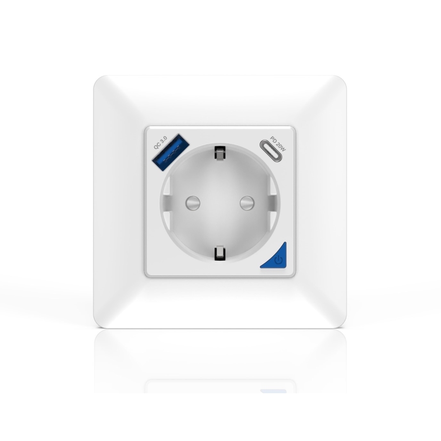 Immax NEO 07801L - Regleta inteligente 16A/230V + 1xUSB-A+1xUSB C Tuya