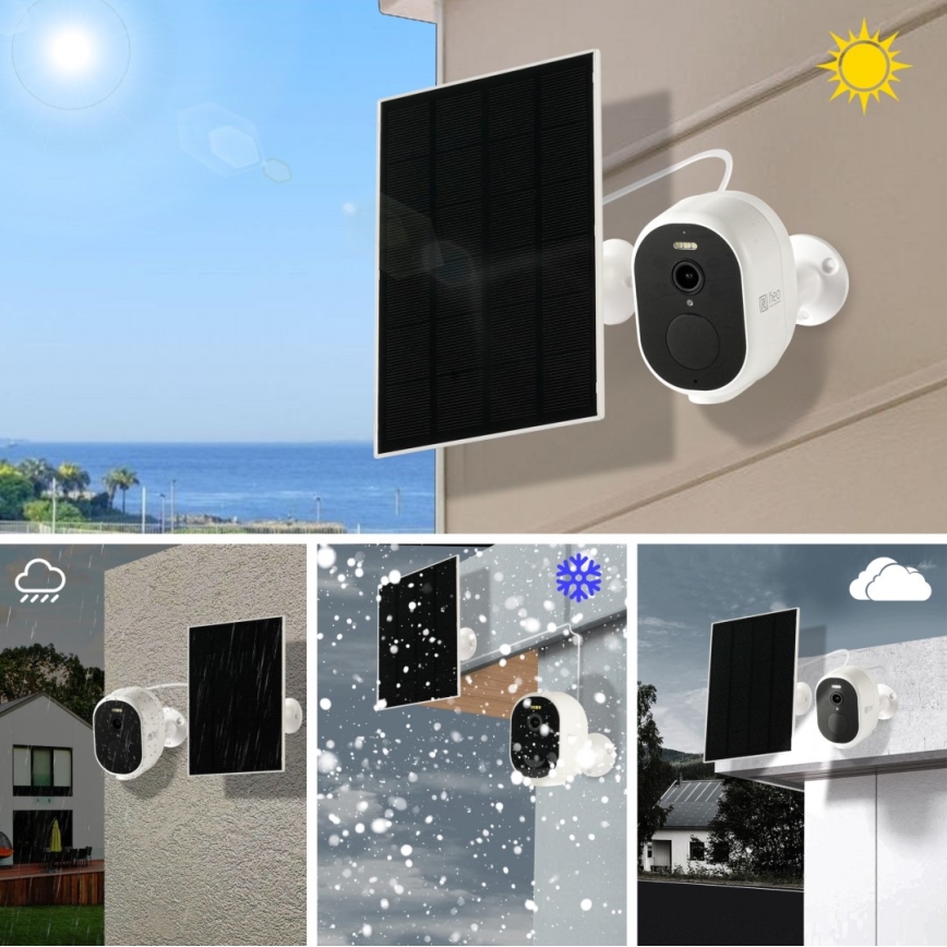 Immax NEO 07802L - Cámara solar inteligente para exteriores con sensor BARREL 5000 mAh Wi-Fi Tuya IP65