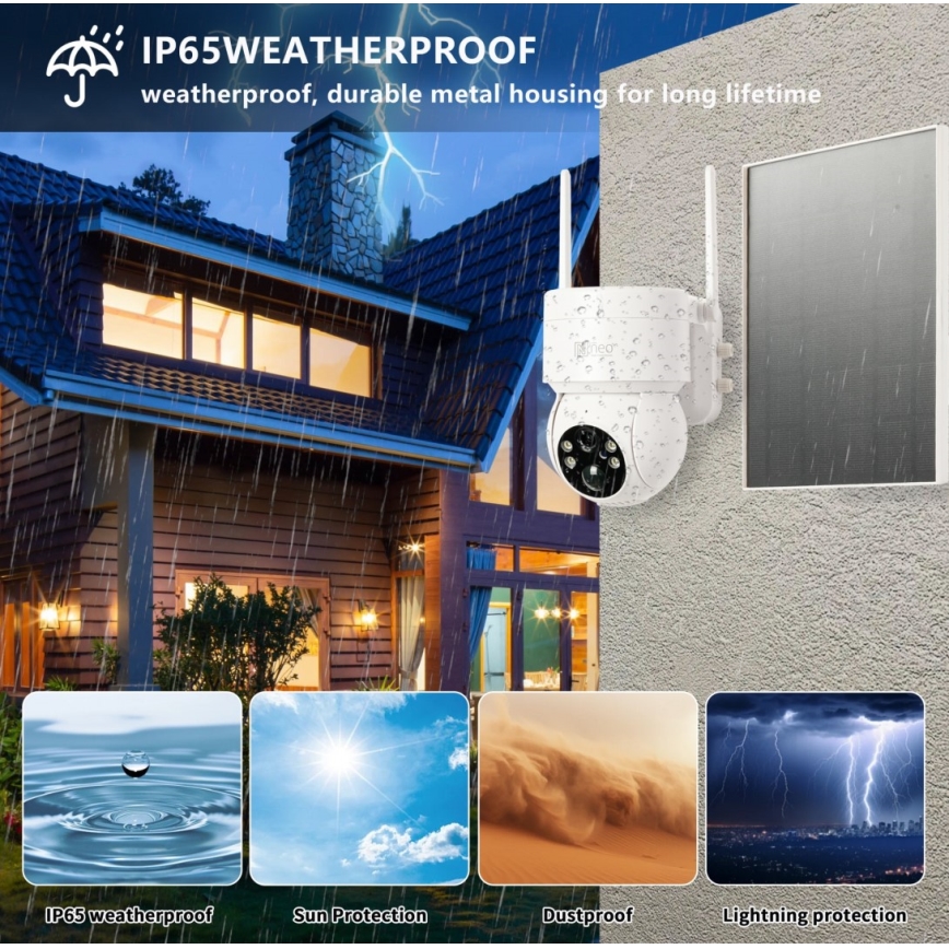 Immax NEO 07803L - Cámara solar inteligente para exteriores con sensor SENTRY 6000 mAh Wi-Fi Tuya IP65