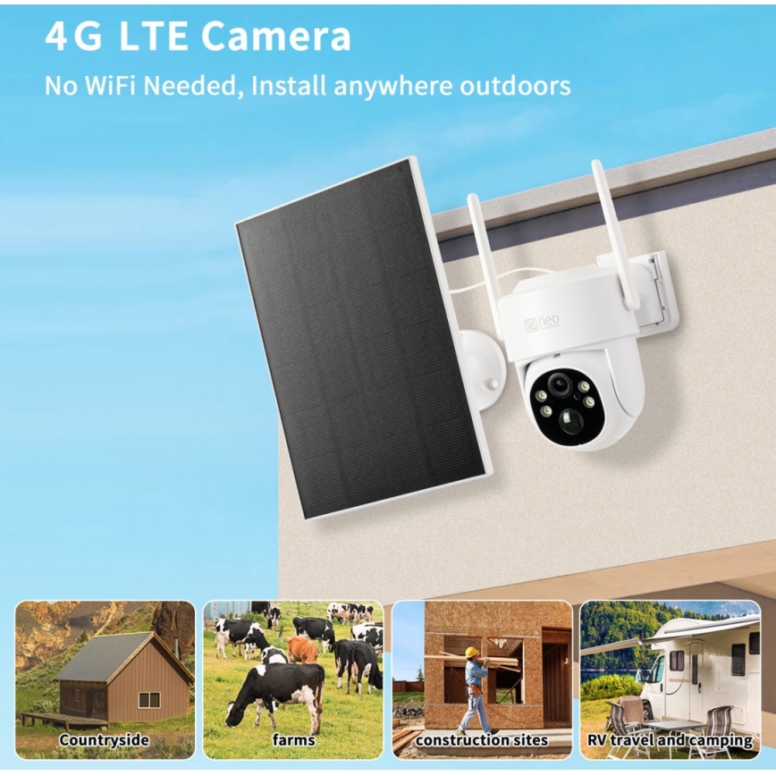 Immax NEO 07804L - Cámara solar inteligente para exteriores con sensor 9000 mAh Wi-Fi Tuya IP65