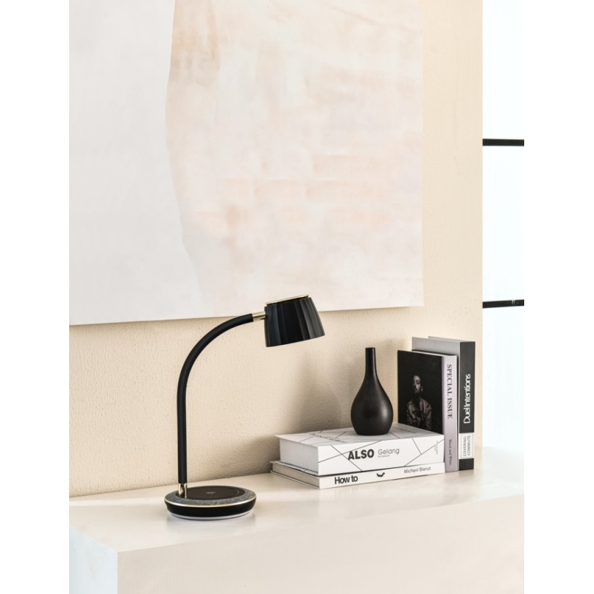 Immax NEO 08996L - Lámpara de mesa LED regulable con cargador inalámbrico PERLA LED/1,5W + LED/6W/230V 3800-4300K