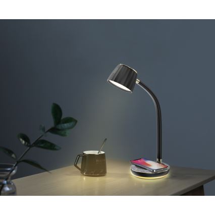 Immax NEO 08996L - Lámpara de mesa LED regulable con cargador inalámbrico PERLA LED/1,5W + LED/6W/230V 3800-4300K