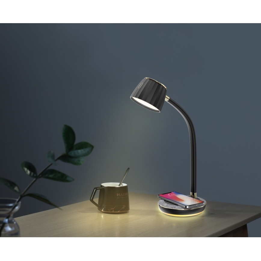 Immax NEO 08996L - Lámpara de mesa LED regulable con cargador inalámbrico PERLA LED/1,5W + LED/6W/230V 3800-4300K