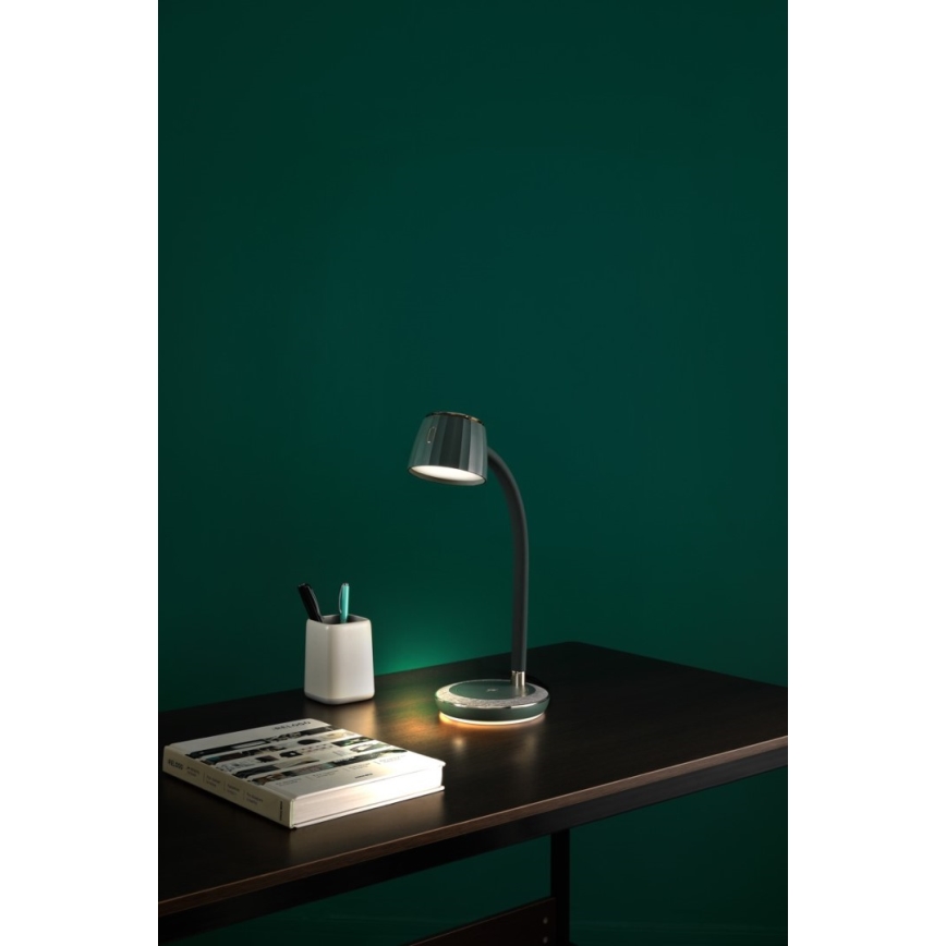 Immax NEO 08996L - Lámpara de mesa LED regulable con cargador inalámbrico PERLA LED/1,5W + LED/6W/230V 3800-4300K