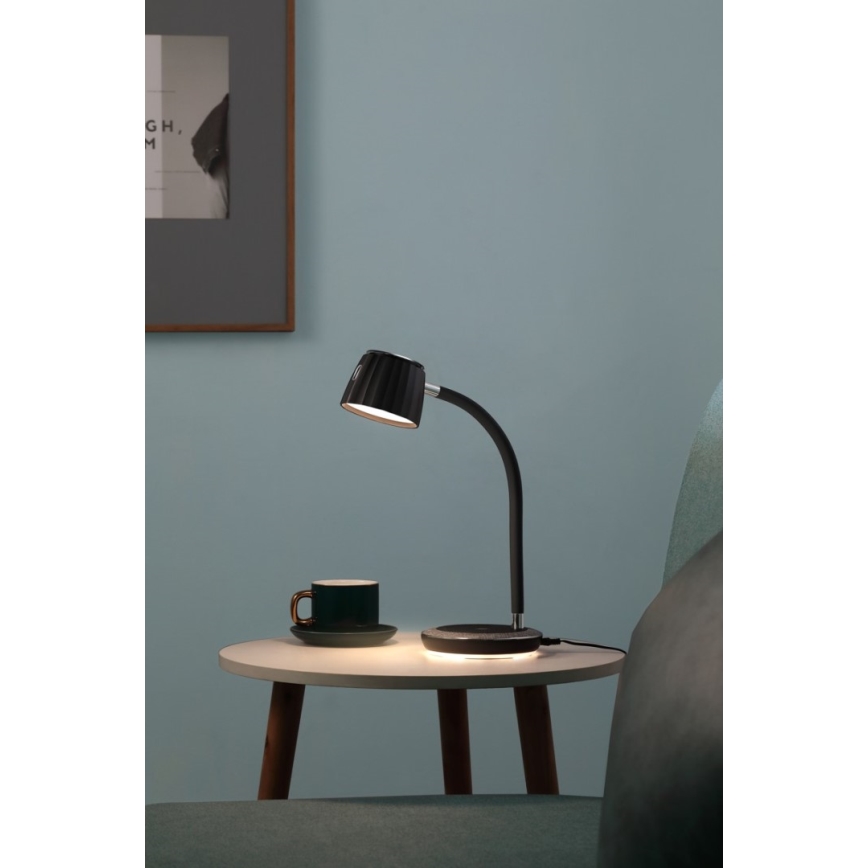 Immax NEO 08996L - Lámpara de mesa LED regulable con cargador inalámbrico PERLA LED/1,5W + LED/6W/230V 3800-4300K