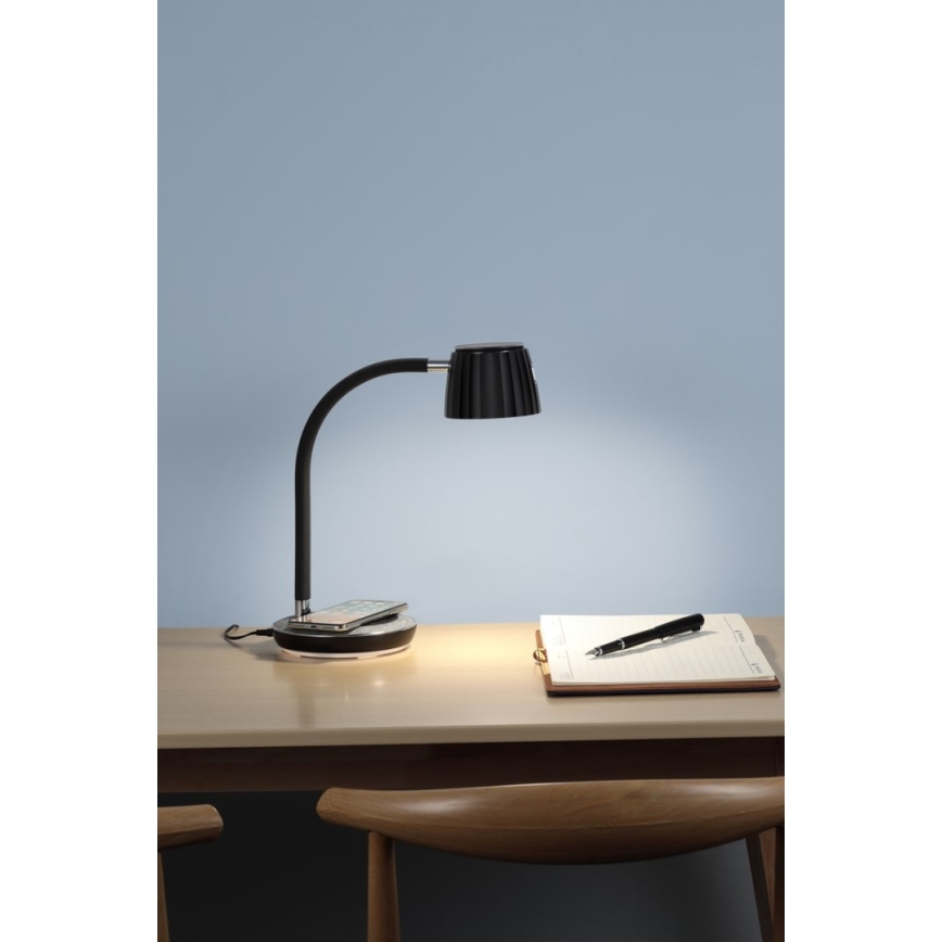 Immax NEO 08996L - Lámpara de mesa LED regulable con cargador inalámbrico PERLA LED/1,5W + LED/6W/230V 3800-4300K
