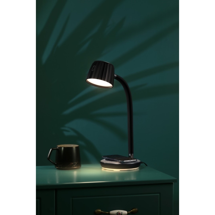 Immax NEO 08996L - Lámpara de mesa LED regulable con cargador inalámbrico PERLA LED/1,5W + LED/6W/230V 3800-4300K