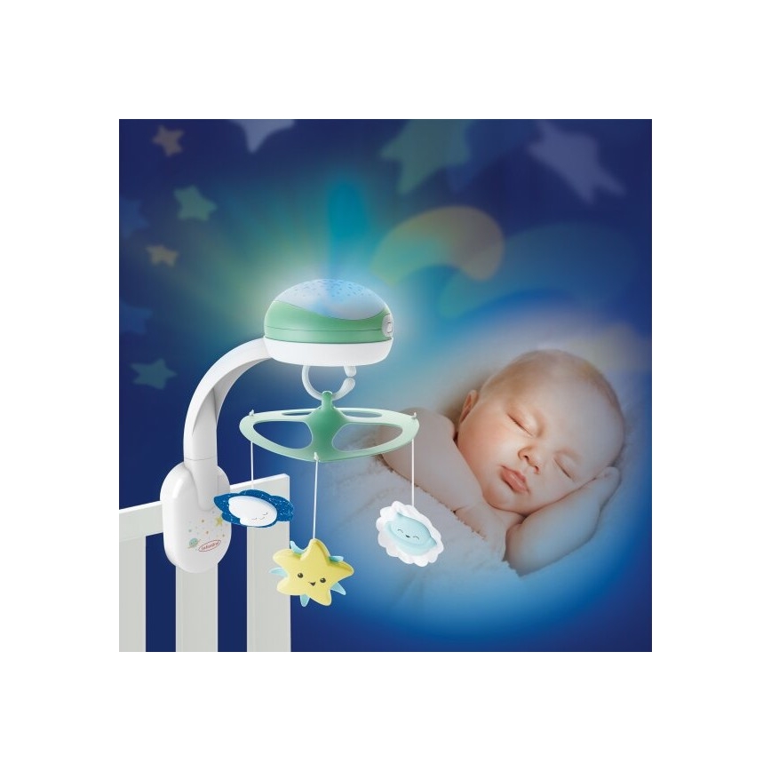 Infantino - Cuna para bebé móvil con melody 3en1 3xAA verde