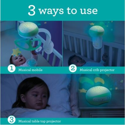 Infantino - Cuna para bebé móvil con melody 3en1 3xAA verde
