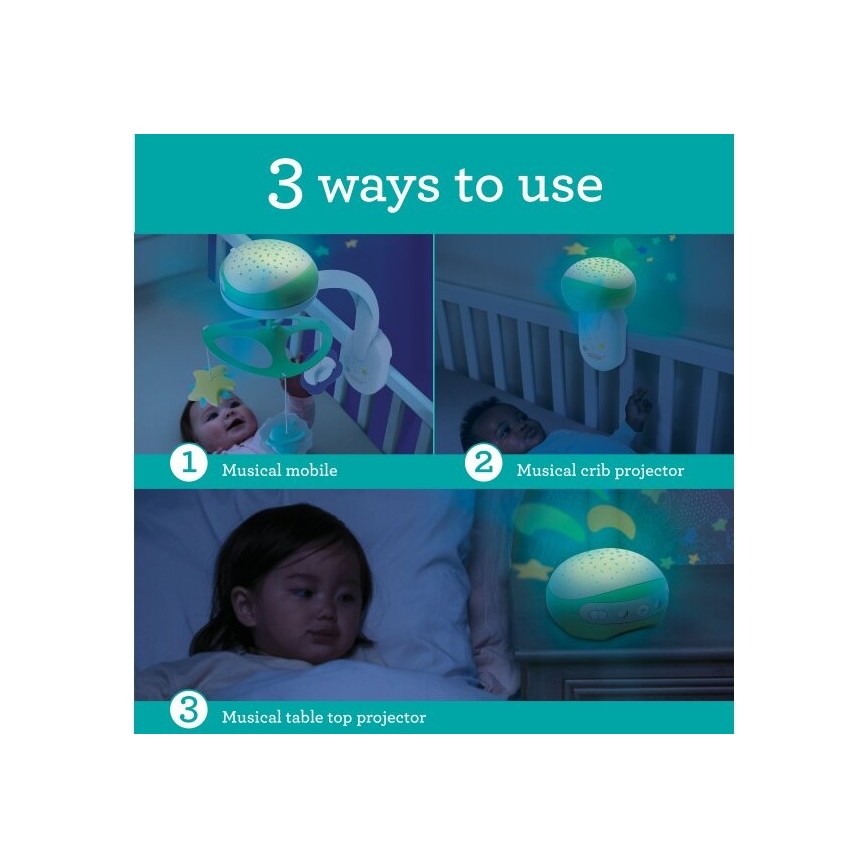 Infantino - Cuna para bebé móvil con melody 3en1 3xAA verde