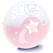Infantino - Lámpara para bebés con proyector 3xAA rosa