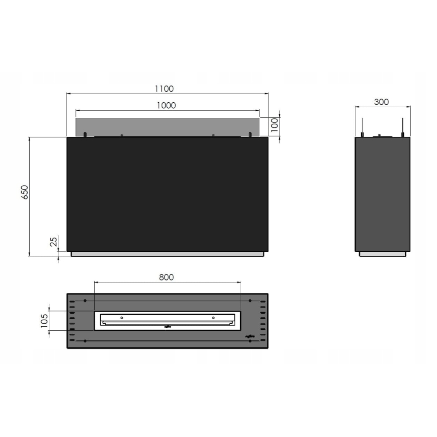 InFire - Chimenea BIO 110x65 cm 3,5kW negro