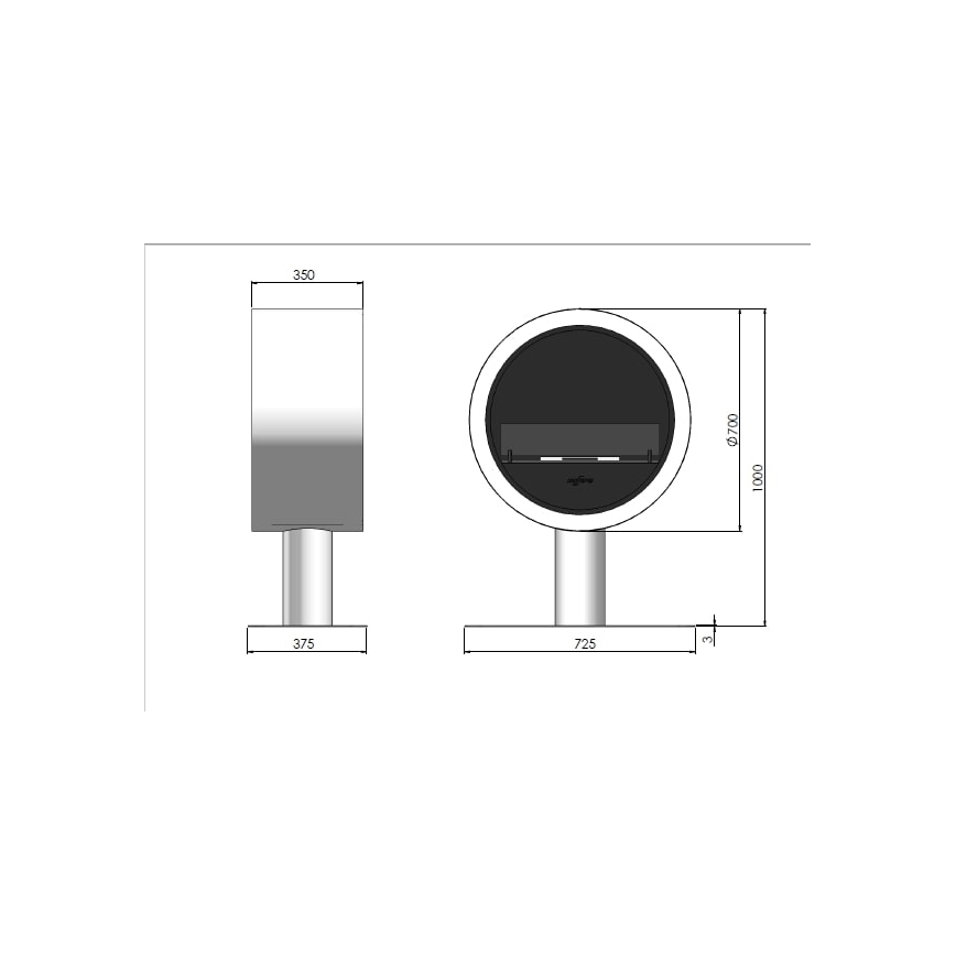 InFire - Chimenea BIO diámetro 72,5 cm 3kW blanco