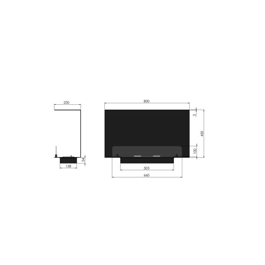 InFire - Chimenea BIO empotrada 80x45 cm 3kW negro