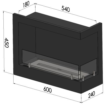 InFire - Chimenea de esquina BIO 45x60 cm 3kW negro