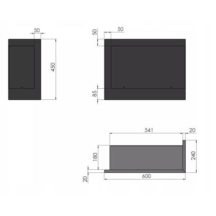 InFire - Chimenea de esquina BIO 45x60 cm 3kW negro