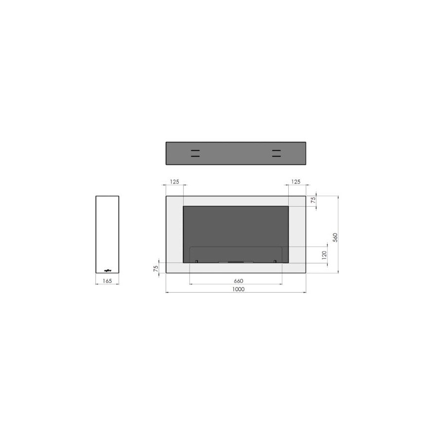 InFire - Chimenea de pared BIO 100x56 cm 3kW negro