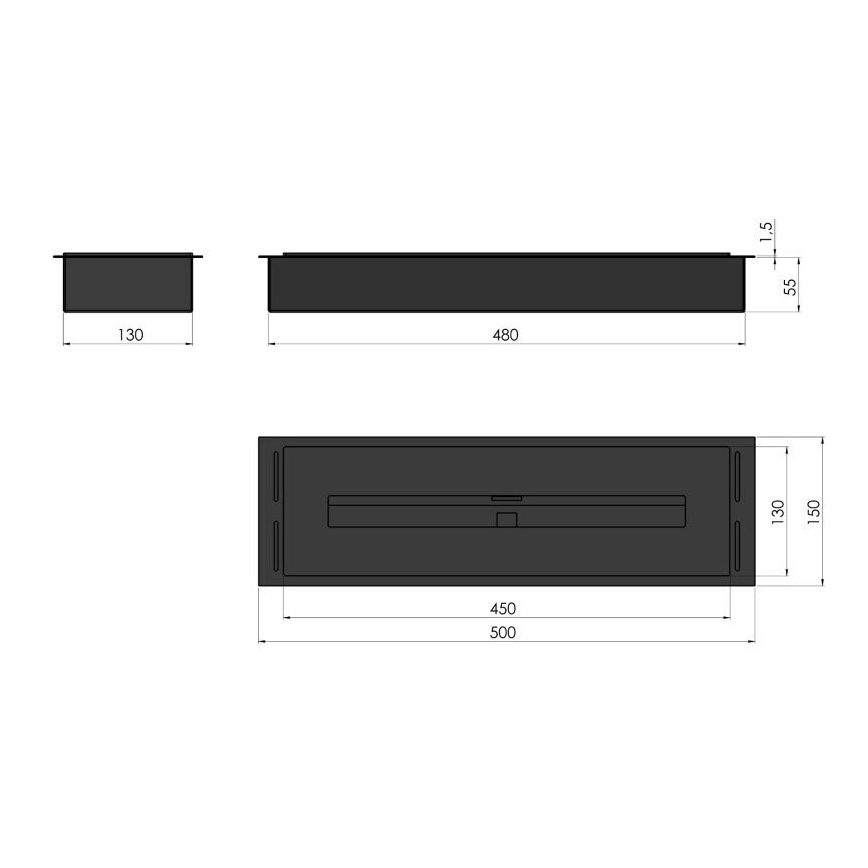 InFire - Integrado Chimenea BIO 5,5x50 cm 3kW negro