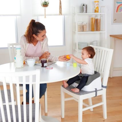 Ingenuity - Asiento de silla de comedor 2en1 SMARTCLEAN TODDLER gris