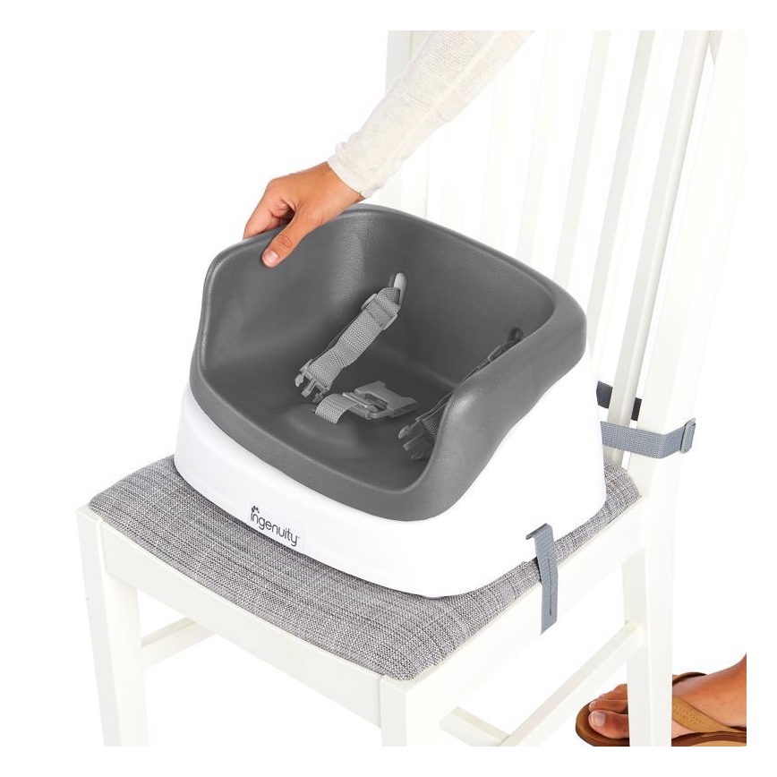 Ingenuity - Asiento de silla de comedor 2en1 SMARTCLEAN TODDLER gris