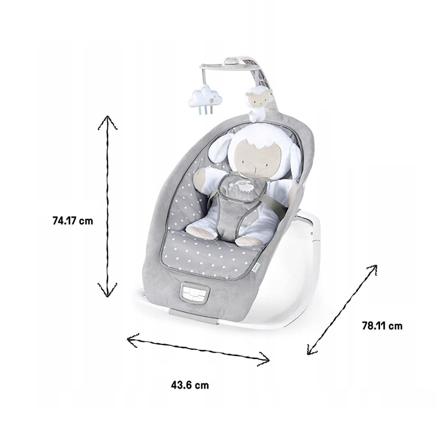 Ingenuity - Columpio para bebés con melodía CUDDLE LAMB 3xLR14