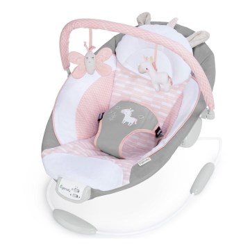 Ingenuity - Tumbona vibradora para bebés con melodía FLORA THE UNICORN 3xC