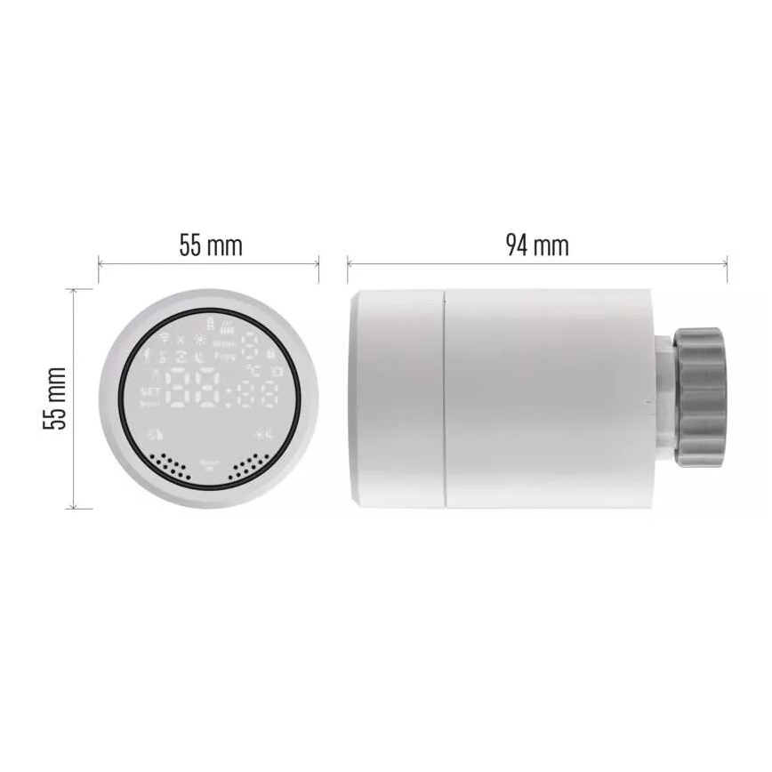 Inteligente cabezal termostatico con pantalla LCD GoSmart M30x1,5 2xAA/1,5V Tuya