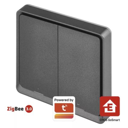 Interruptor 2 botones GoSmart 1xCR2430 Tuya negro