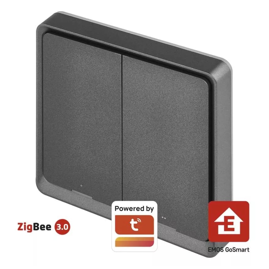Interruptor 2 botones GoSmart 1xCR2430 Tuya negro