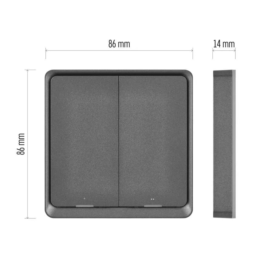 Interruptor 2 botones GoSmart 1xCR2430 Tuya negro