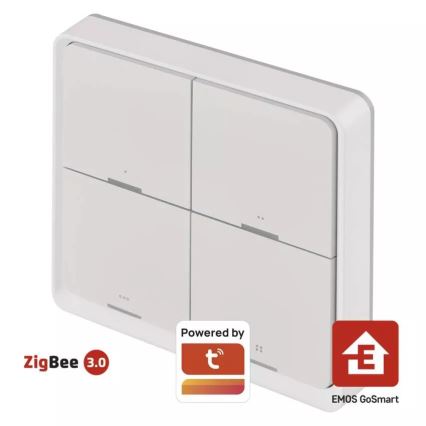 Interruptor 4 botones GoSmart 1xCR2430 Tuya blanco