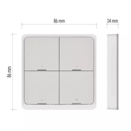 Interruptor 4 botones GoSmart 1xCR2430 Tuya blanco