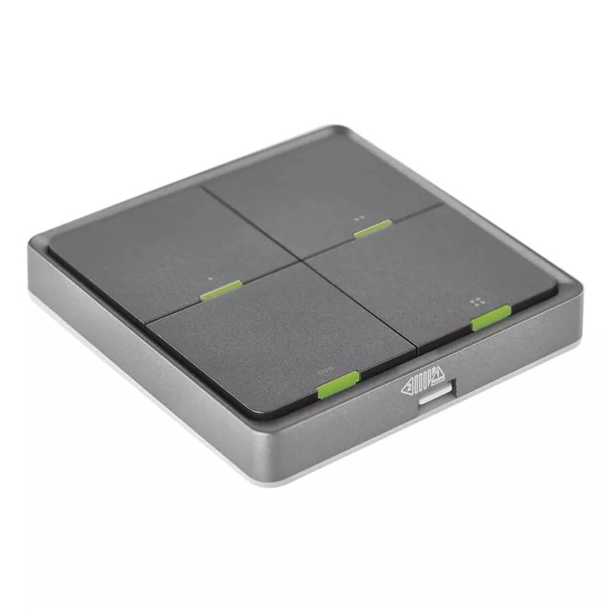 Interruptor 4 botones GoSmart 1xCR2430 Tuya negro