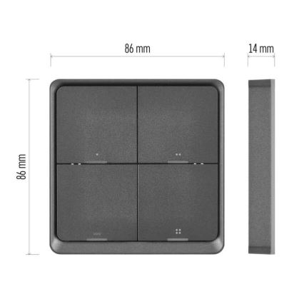 Interruptor 4 botones GoSmart 1xCR2430 Tuya negro