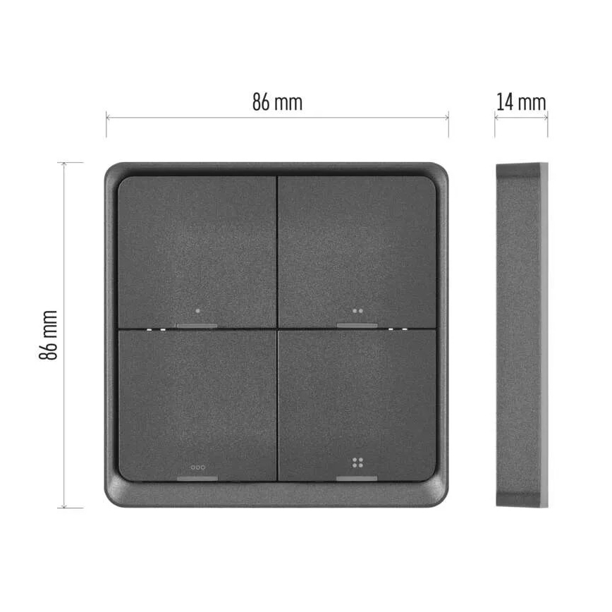 Interruptor 4 botones GoSmart 1xCR2430 Tuya negro