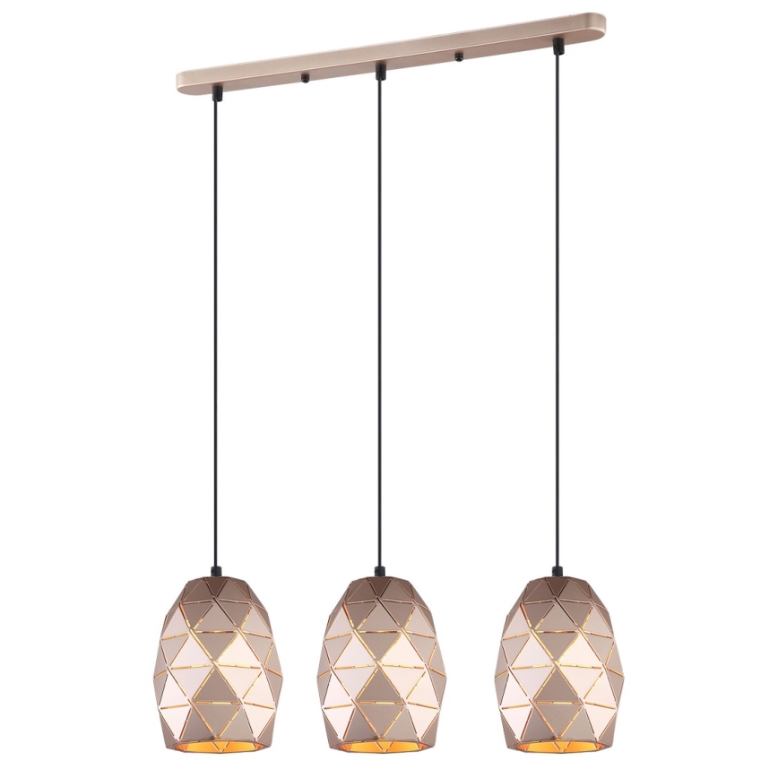 ITALUX - Lámpara colgante HARLEY 3xE27/40W/230V Oro rosa