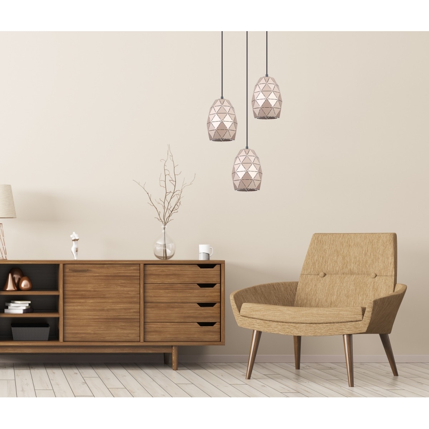 ITALUX - Lámpara colgante HARLEY 3xE27/40W/230V Oro rosa