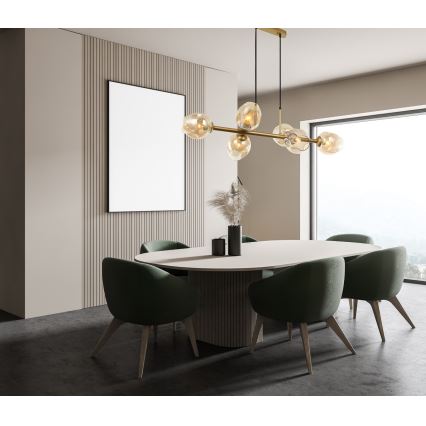 ITALUX - Lámpara colgante BORGO 6xE27/40W/230V dorado