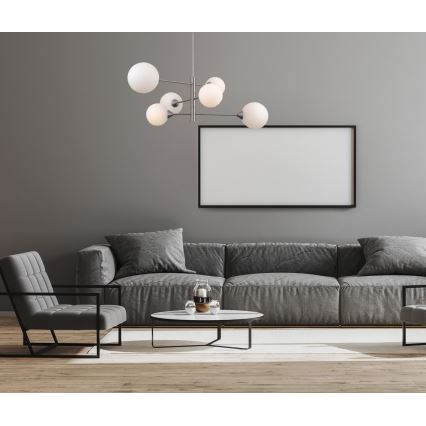 ITALUX - Lámpara colgante EVORA 6xG9/5W/230V níquel