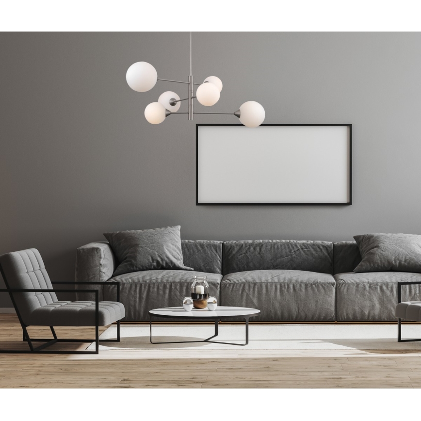 ITALUX - Lámpara colgante EVORA 6xG9/5W/230V níquel