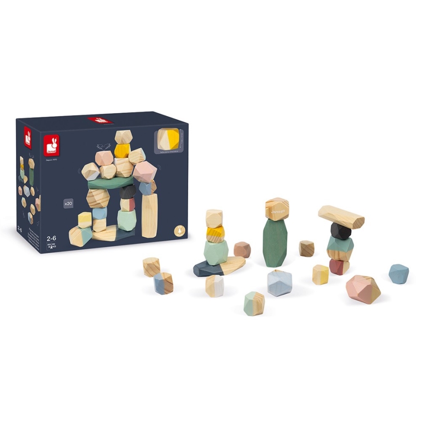 Janod - Bloques de madera SWEET COCOON 20 piezas piedras
