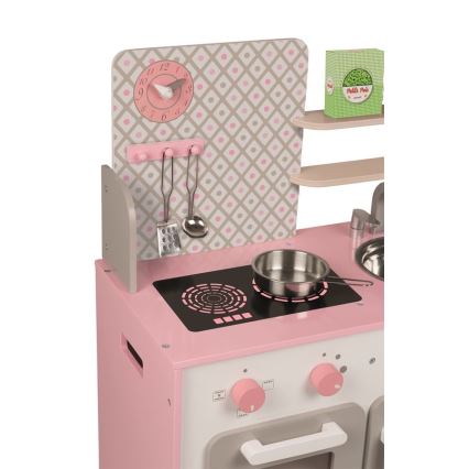 Janod - Cocina de madera MACARON rosa
