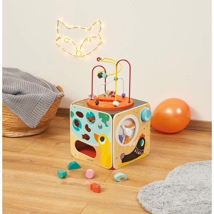 Janod - Cubo interactivo con laberinto MULTI ACTIVIDAD