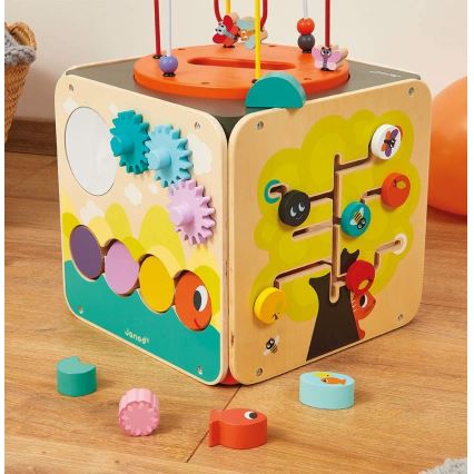 Janod - Cubo interactivo con laberinto MULTI ACTIVIDAD