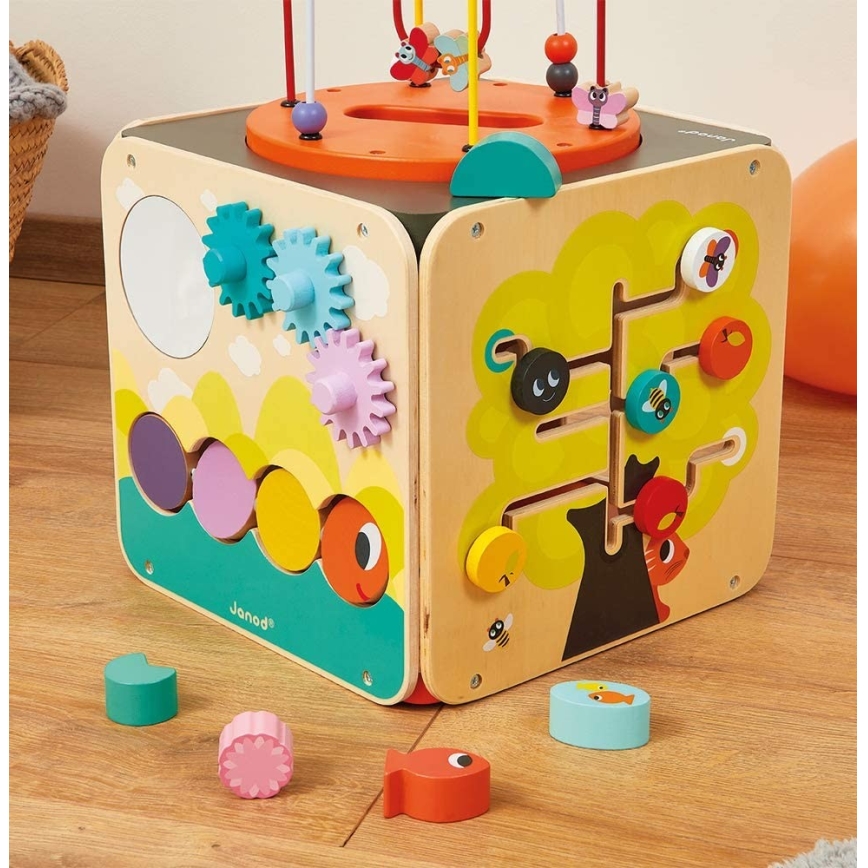 Janod - Cubo interactivo con laberinto MULTI ACTIVIDAD
