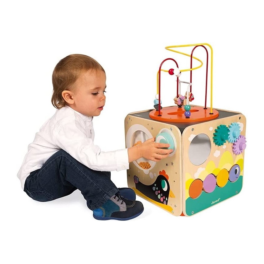 Janod - Cubo interactivo con laberinto MULTI ACTIVIDAD
