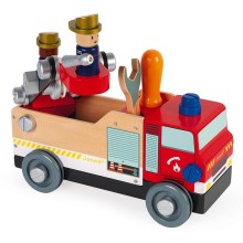 Janod - Juego de construcción de madera BRICOKIDS camión de bomberos