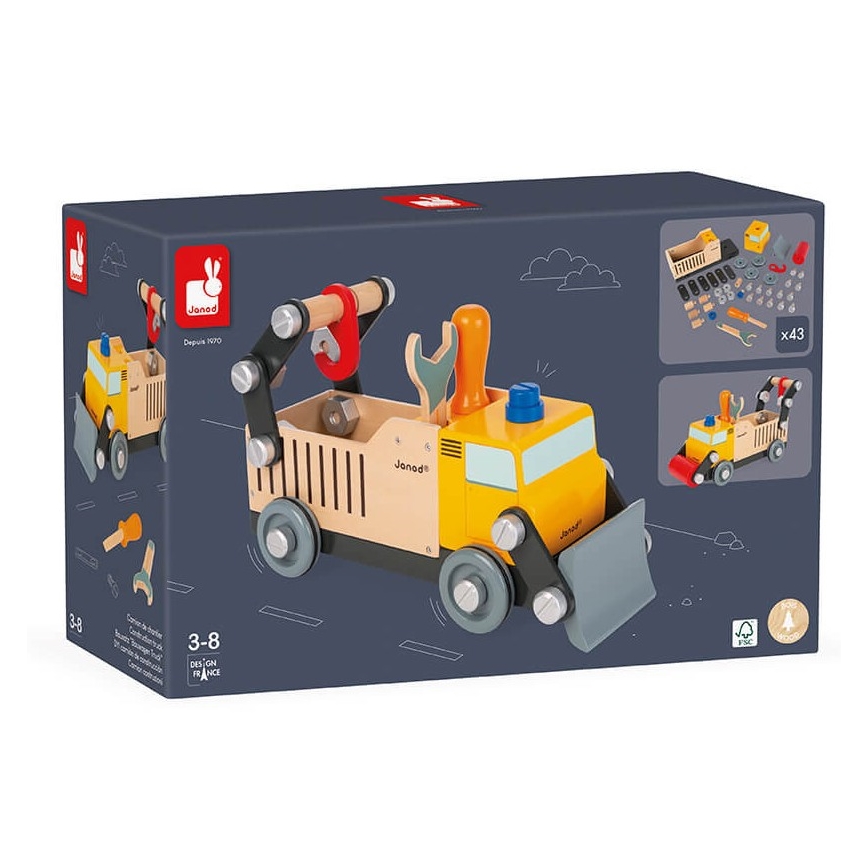 Janod - Juego de construcción de madera BRICOKIDS camión